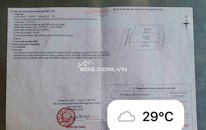 Chính chủ cần bán KPC Vĩnh Điện 115m2 Điện Bàn